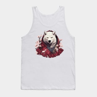 Polar Bear Warrior Sensei in Red Cherry Blossom Flowers Tank Top